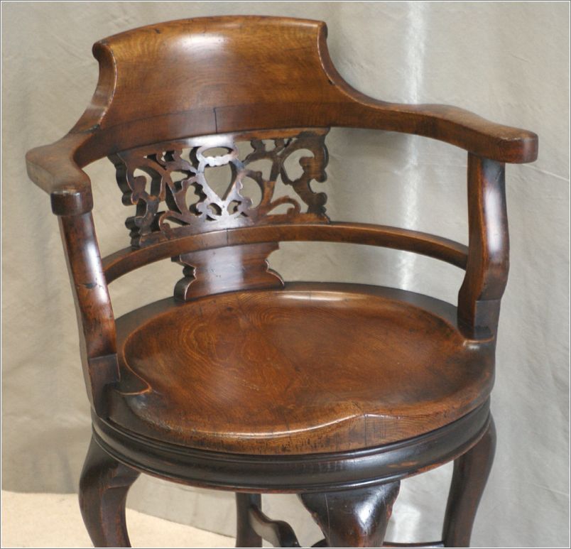 9062 Antique Victorian Oak Swivel Desk Chair (1)